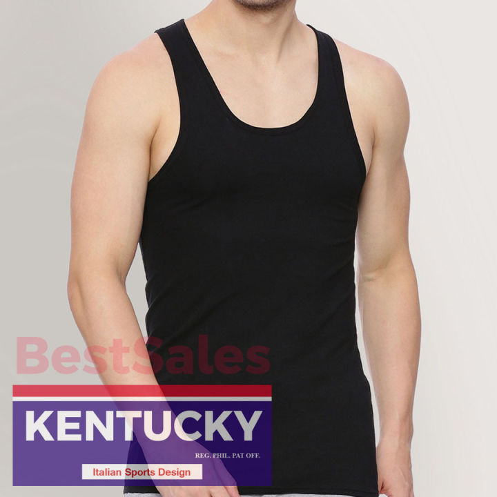 Kentucky Plain Black Sando Tank Top for Men