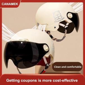 【CANAMEK】 1 mảnh 3C được chứng nhận nam và nữ trưởng thành phim hoạt hình Xe đạp điện xe máy nửa Mũ bảo hiểm với kính bảo hộ xe đạp