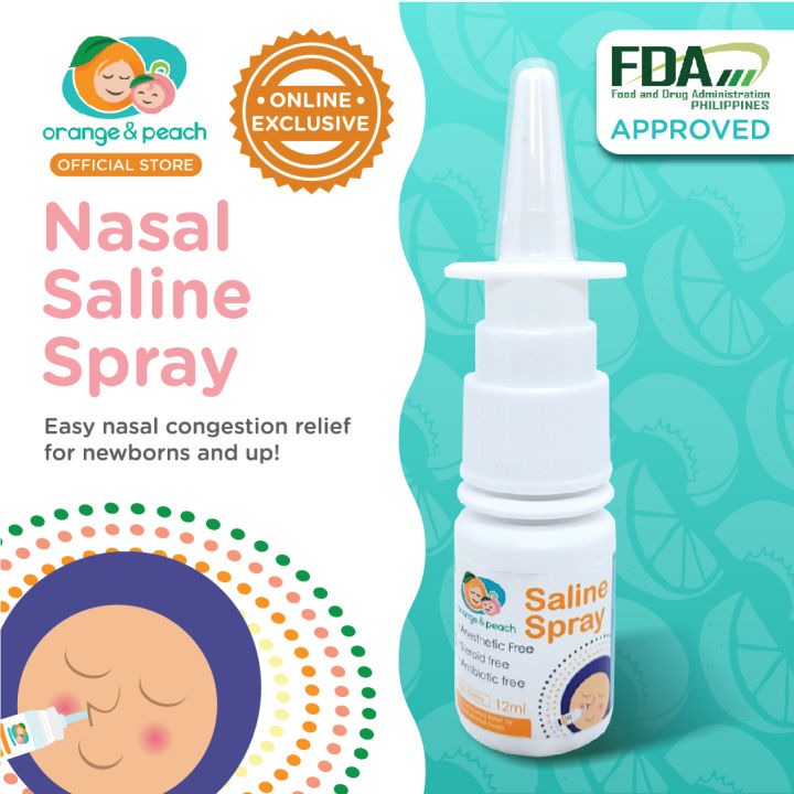 Orange and Peach Nasal Saline Spray Salt Water Solution for Allergy