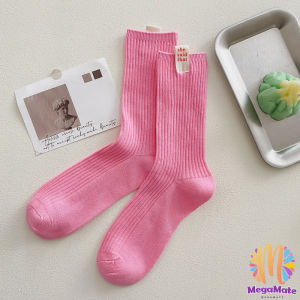 MegaMate ถุงเท้ากีฬา ข้อยาว ผ้าฝ้าย ถุงเท้าข้อกลาง แฟชั่นฤดูใบไม้ร่วง womens socks