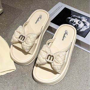 OKAIDO Sandal Flat Slides Wanita Cewek Perempuan Pita Huruf M Gaya Fashion Korea Style Kekinian