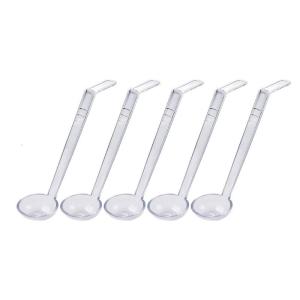 5Piece Practical Clear Plastic Soup Spoons With 20cm Handle Ideal For Banquets Cocktails Serving And Kitchen Use