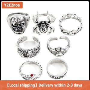 【Local shipping】 7Pcs set Punk Snake Rings For Women Gothic Spider Men Fashion Jewelry Gifts Accessories
