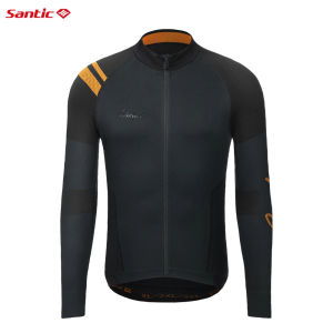 Santic Men Cycling Jersey Spring Autumn Pocket Breathable Windproof Long Sleeve Bicycle Bike Jacket Top