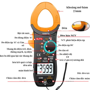 ĐỒNG HỒ AMPE KÌM KẸP DÒNG VẠN NĂNG NJTY 3266TD bản chuẩn quốc tê