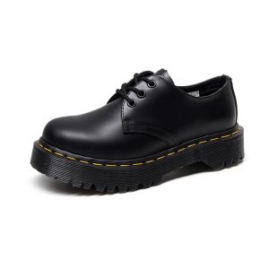 high quality black leather shoes for women student fashion platform loafer shoes