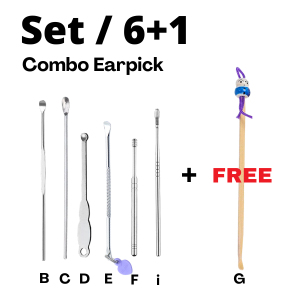 BABA 6pcs Professional Ear Wax Cleaning Earpick with Spring Design Set Buang Kotoran Telinga弹簧式耳垢清洁工具