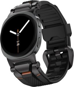 ULTIMAL Rugged TPU Sport Band  for Samsung Galaxy Watch 9/8 40mm 44mm & 8 Classic 46mm Replacement Strap with Se Connector Waterproof Sweat-Resistant Fit 6.2”-8.9”(Black+Black)