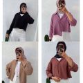 Kemeja Crop Top Korea Wanita Style / Crincle  Cewek / Crinkle Air Flow / Ootd Kekinian. 