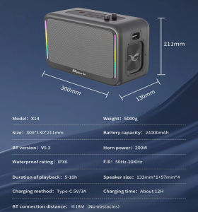 X14 X12 Portable Karaoke Speaker 200W Wireless Bluetooth with Microphone Subwoofer Speaker Multi-connectivity