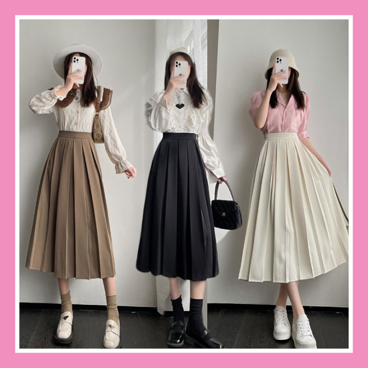 Chân váy midi xếp ly trắng CV04-23 | Thời trang công sở K&K Fashion