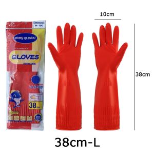 38/56cm Long Gloves Heavy Duty Rubber Gloves Waterproof Latex Dishwashing Cleaning Gloves