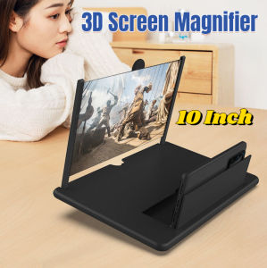 10 Inch Screen Magnifier 3D Magnifier Screen Enlarger for MoviesVideosReadingGaming-Screen Amplifie with Foldable Phone Stand Holder