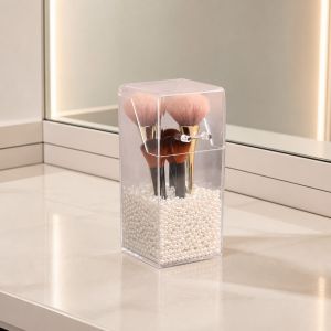 BW-K18 Kotak Penyimpanan Brush Make Up Acrylic + Mutiara / Kotak Brush Penyimpanan Kuas Kosmetik Akrilik Organizer