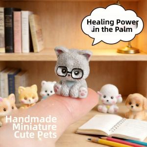 BANDA 9pcs Small Size Dogs Decorations Cartoon Animal Resin Decorations Fun Creative Dog Ornaments Use