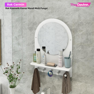 rak make up dinding kaca cermin rak gantung tempel kamar mandi minimalis aesthetic