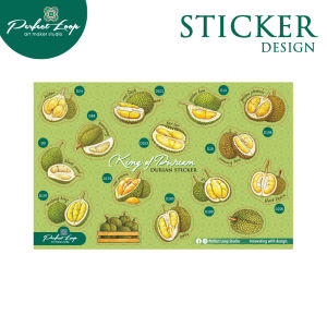 Sticker Design King of Durians Name with number Menu in Graphic Drawing Concept (BUY 10 FREE 1) Waterproof
