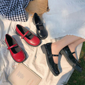 🔥พร้อมส่งในไทย🔥ใหม่แฟชั่นผู้หญิงรองเท้า Mary Jane คุณภาพสูงหนังผู้หญิงรองเท้าเจ้าหญิงสีแดง