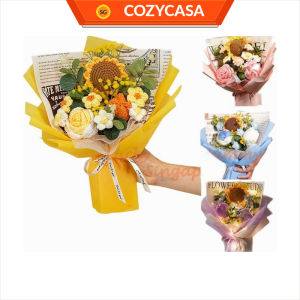 【COZYCASA】Charming Sunflower Crochet Bouquet Wedding House Warming Graduation Handcrafted Flower Bouquet