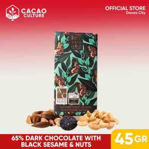 65% Dark Choco Bar w/ Black Sesame Cashew & Pili 45g – THEO & PHILO – Exotic Nuts in Rich Choco