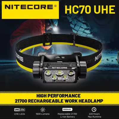 NITECORE HC70 UHE ประสิทธิภาพสูง 21700 ชาร์จไฟหน้า 1600 Lumens LED โคมไฟ NITECORE ไฟฉาย