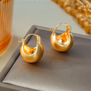 Fashionable Ring Gift 新款爆款高级感复古哑光做旧金色金属圆球耳环夸张大耳饰耳坠