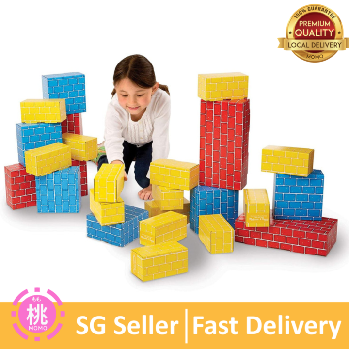 Melissa Doug Deluxe Jumbo Cardboard Blocks Developmental Toy 40pc or 24pc 12.5 H 7 W 19 L Great Gift for Girls and Boys Best for 2 3 4 and 5 Year Olds Lazada Singapore