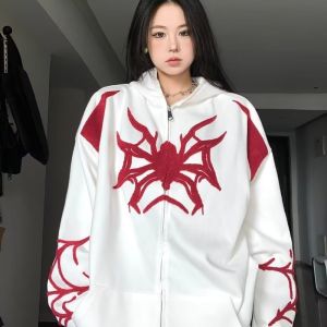 Quảng Đông M♢YOUTANG Áo Khoác Hoodie Dáng Rộng Mỏng Có Khóa Kéo In Hình Người Nhện Phong Cách Đường Phố Mỹ Thời Trang Xuân Thu Cho Nam Và Nữ3/22