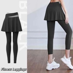 SERAPHYXO Kết hợp trong một Quần legging thể thao Eo cao Chặt chẽ Quần tập yoga thể thao Quần và váy kết hợp Dày hơn Váy quần thun co giãn Quần áo nữ