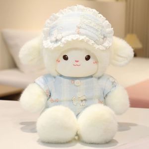 WAPKTY Fluffy Pajama Sheep Plush Doll Cartoon Gentle Cozy Stuffed Animals Cute Soft Sheep Plush Toys Accompany Sleeping