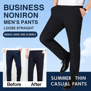 Middleaged mens pants loose straight pants business casual summer thin section casual pants