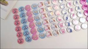 40 Pcs Gender Reveal Button Pins Cute Clothes Pattern Team Boy or Girl Button Pins Pink and Blue Baby Shower Party Baby Clothes Buttons Badges for Gender Reveal Party Game Supplies