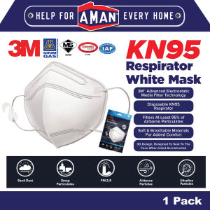 3M 4 Ply Mask Particulate Respirator 9513 KN95 Breathable Electrostatic Particle Filtration Mask 3pc