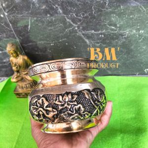 Hiolo Kuningan Tempat Bakar Dupa Kemenyan 1 pcs Bokor Kuningan Motif Naga