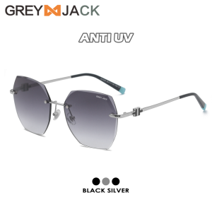 Grey Jack Kacamata Hitam Sunglasses Anti UV Model Kotak Rimless Elegant dan Stylish Trendy Baru 31838
