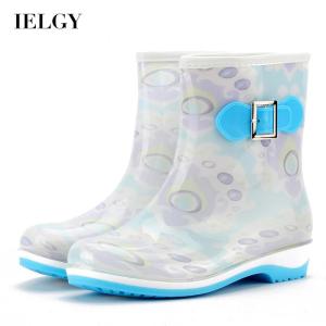 IELGY fashion rain boots womens warm in tube solid color non-slip