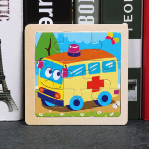 FG Puzzle Jigsaw 9Pcs Puzzle Jigsaw Kayu Anak Karakter Hewan dan Kendaraan Lucu Puzzle Wooden