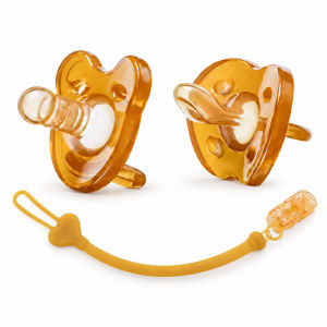 Pacifier silikon cecair lembut kartun set gigitan mudah alih penyimpanan puting bayi