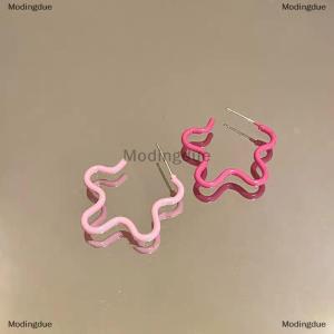 [COD] Modingdue Vintage Gradient Flower Hoop Earrings For Women Trendy Metal Irregular Drip Oil Earrings Jewelry Birthday Gifts