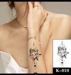 Hình Xăm Dán Nghệ Thuật Tattoo Con Sói 10.5 x 6cm Sticker Tattoo K-010