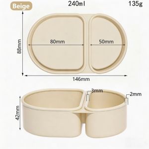 Premium Silicone Lunch Box with 2 Compartments Leakproof Microwave Safe Bento Food Container for Kids School Office