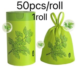 100Pcs/Roll Portable Drawstring Garbage Bag Mugwort Mosquito Repellent Tear-Free Trash Bags
