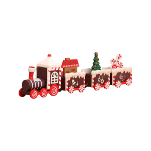 Hand Carved Wooden Holiday Train Display Toy Ornament For Seasonal Home Decoration And Decorative Kids Room Accent