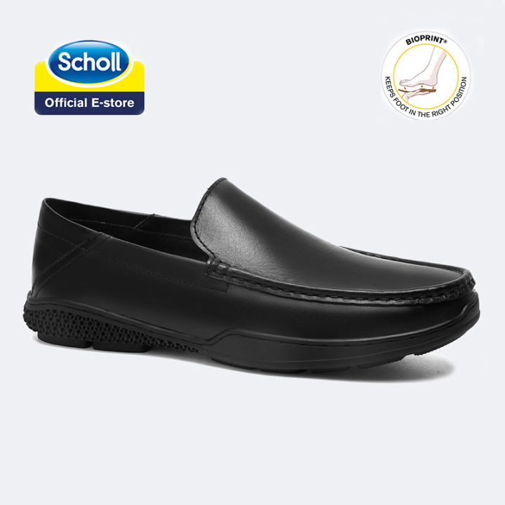 SCHOLL Mens Black Ian Shoes Mens Genuine Cow Leather Slip-Ons