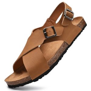 Sandal Birken Pria Cowok Dewasa  Adventur Outdoor Sandal Kulit Sapi Sapi Anti Slip Karet Kekinian 373