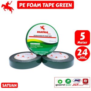 [COD] Lakban Double Tape Busa KSATRIA Tape PE Foam Tape Green / Double Tape Busa Hitam -Pcs