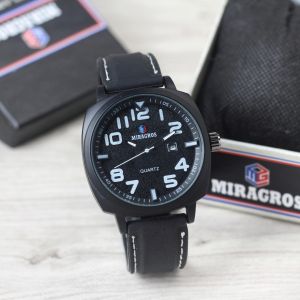 Jam tangan Pria Miragros 6006 tali karet tanggal aktif analog original