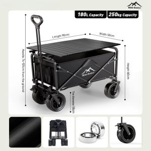 Wthb Foldable Camping Trolley Cart – Multifunctional Portable Wagon with Picnic Table