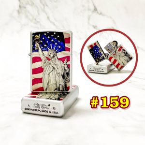 bật lửa zippo sơn tĩnh điện 2 mặt hình nữ thần tự do có mọc đáy vỏ tặng kèm ruột #159