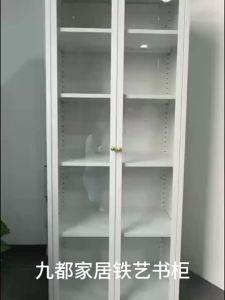 Display Cabinet Iron Bookshelf Cabinet Steel With Glass Door Storage Cabinet Home Book Shelf